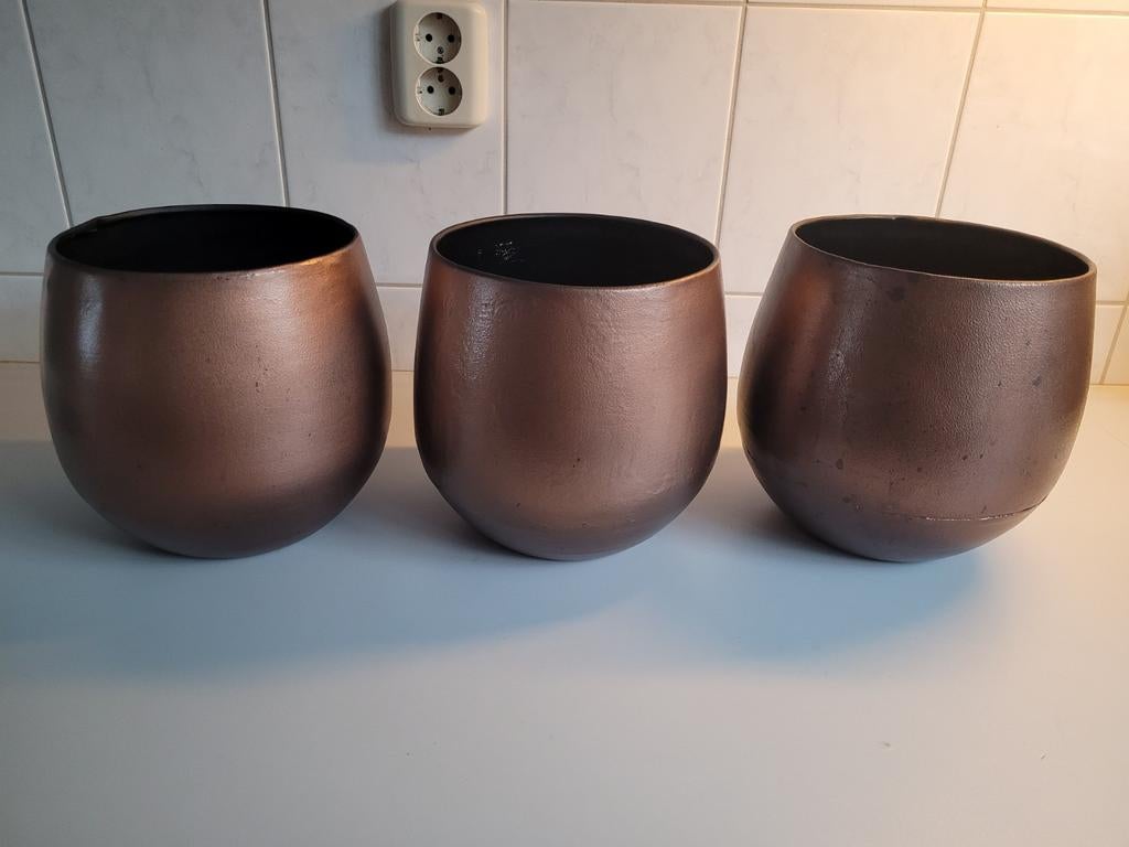 Set van 3 bloempotten van Intratuin, Ophalen, Overige materialen, Gebruikt, Rond