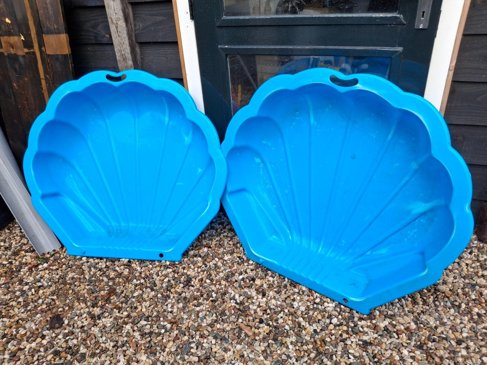 Blauwe schelp zandbak/waterbak - 2 delen, Ophalen, Gebruikt