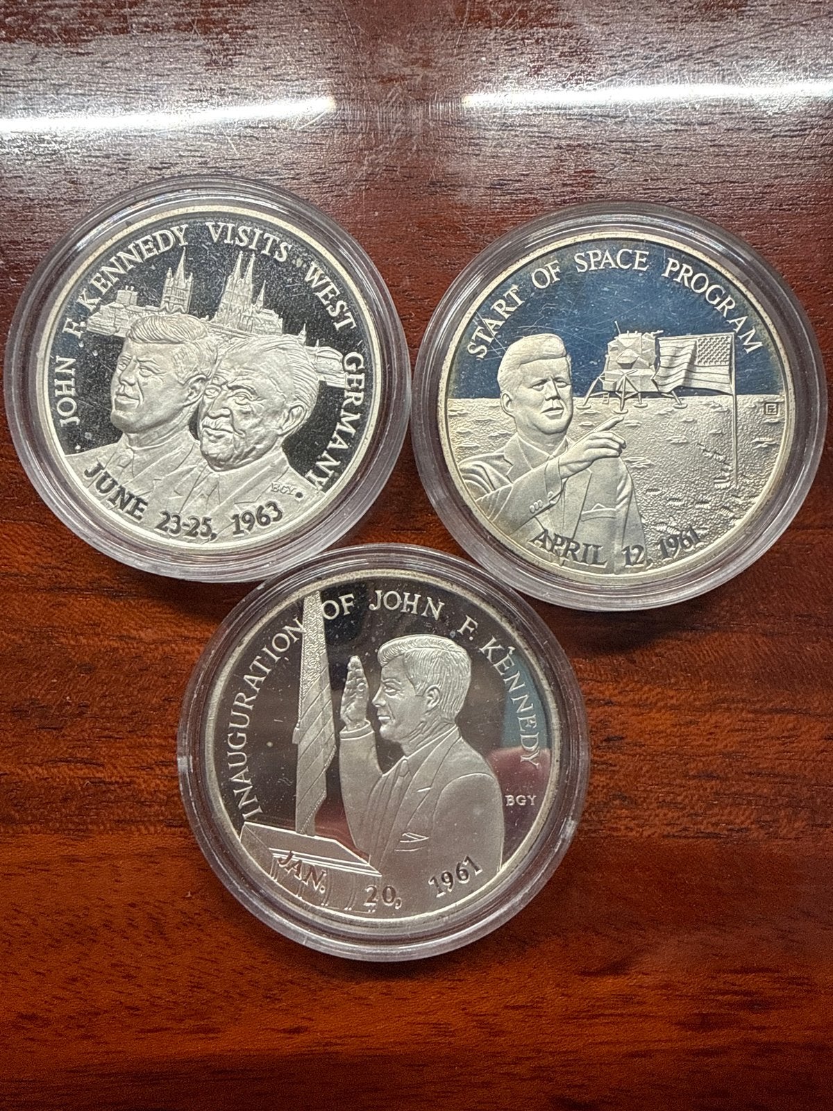 3 zilveren John F. Kennedy medailles – 925 zilver, Verzenden, Zilver