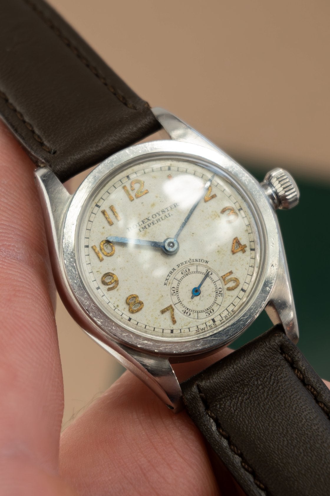 Rolex Oyster Imperial 30 Ref. 2280 | Leather Strap, Leer, Polshorloge, Ophalen of Verzenden, Zo goed als nieuw