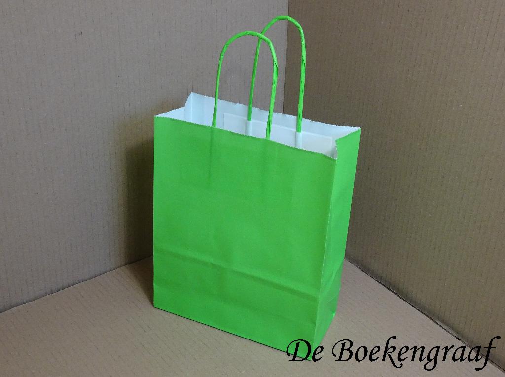 Papieren tassen / draagtassen, groen, 18 + 8 x 22 cm, nieuw!, Nieuw, Ophalen of Verzenden, Boekengraaf, Bourgondischestraat 15