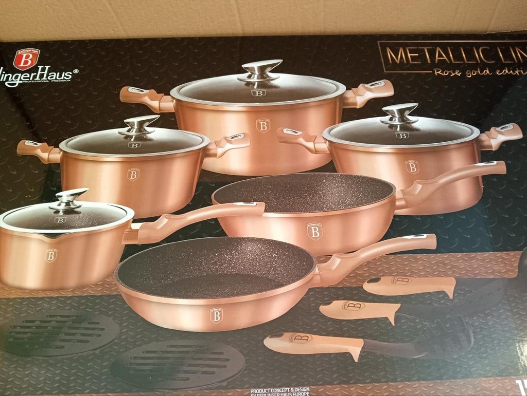 Berlinger Haus Metallic Line Rose Gold Pannenset, Ophalen of Verzenden