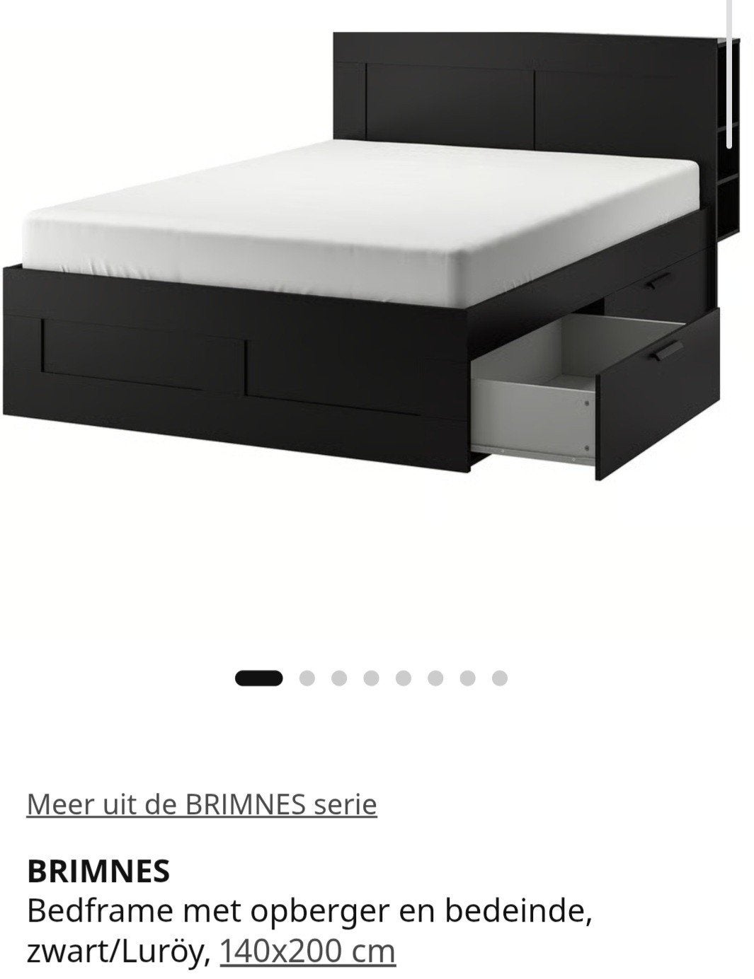 Brimnes ikea bed zwart, Ophalen, Gebruikt, Wit, Tweepersoons