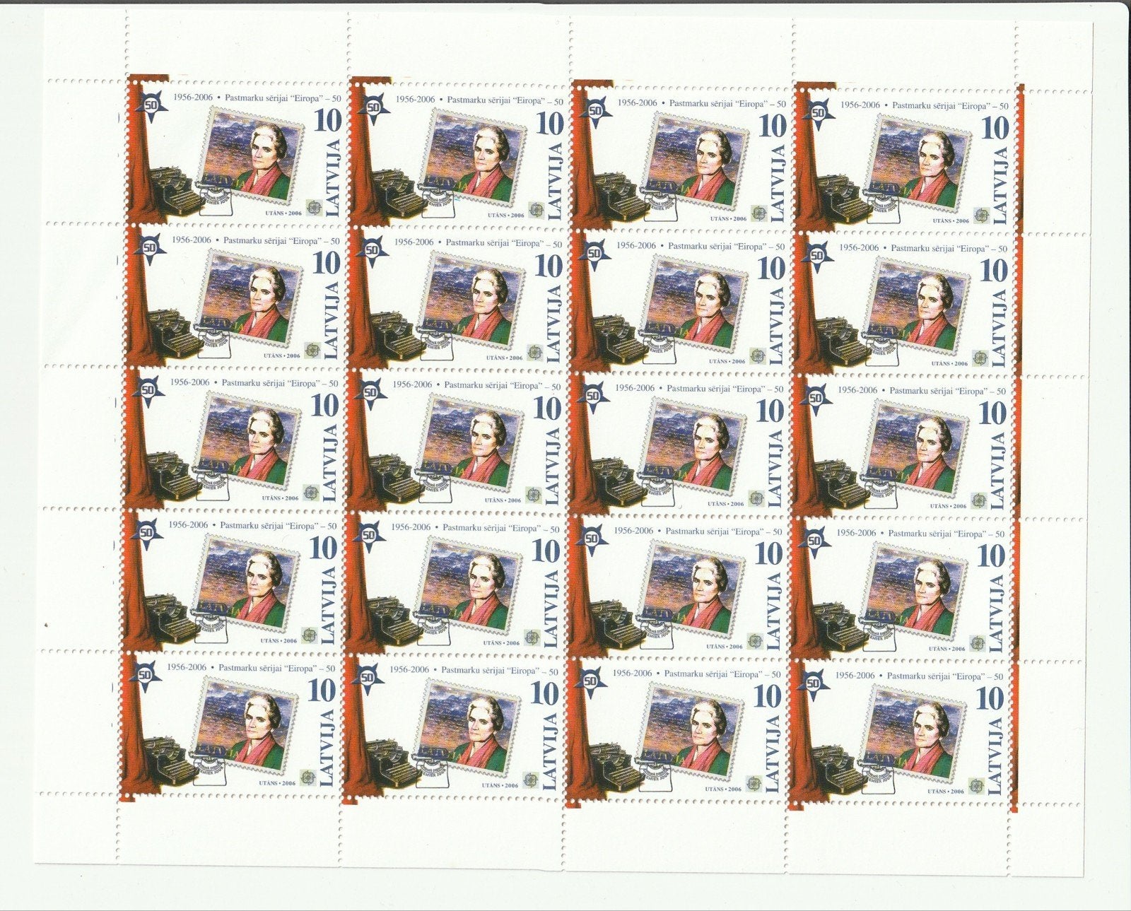 Letland 4 complete vellen 2006 50 jaar Europazegels, Ophalen of Verzenden, Overige landen, Postfris