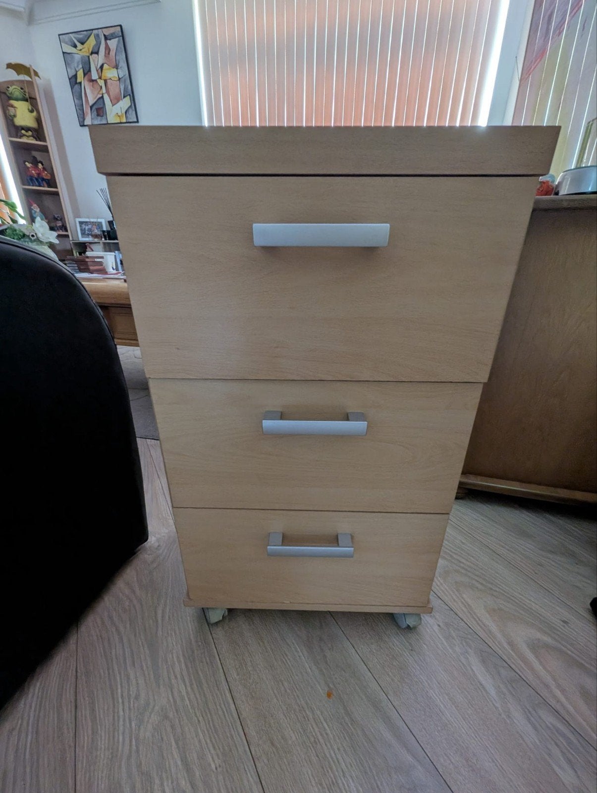 Ladenkastje op wieltjes, 3 lades, licht hout, Huis en Inrichting, Kasten | Ladekasten, Ophalen, Minder dan 50 cm, Gebruikt, 3 of 4 laden