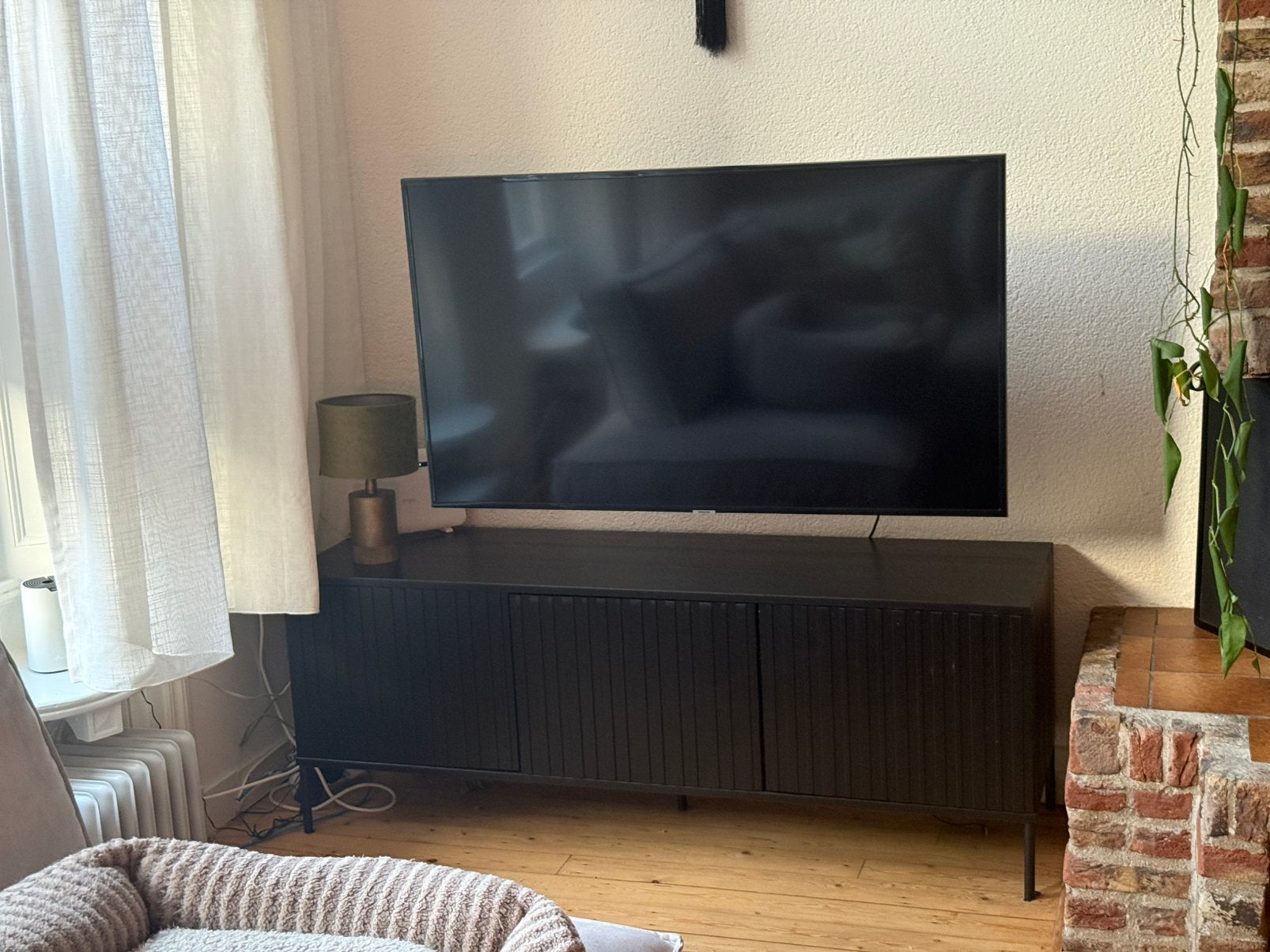 WOOOD Tv-meubel Avourio van grenenhout met geribde voorkant, Ophalen, Zo goed als nieuw, 25 tot 50 cm, Grenenhout