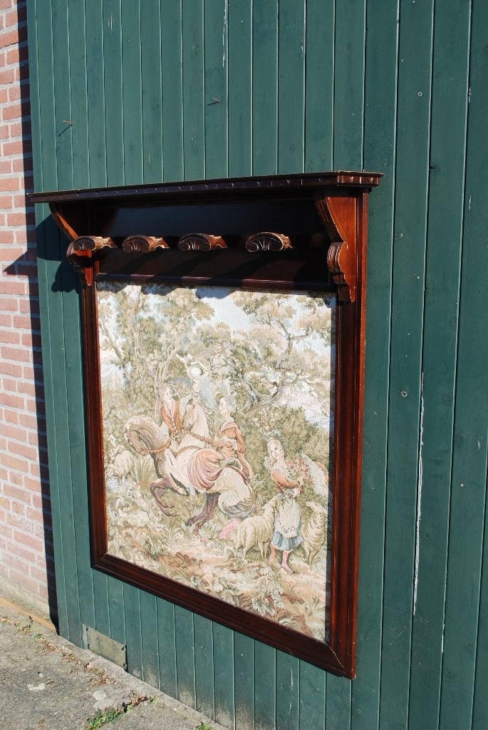 Grote antieke kapstok met borduurwerk, Huis en Inrichting, Gebruikt, 100 tot 150 cm, Nb, Nb