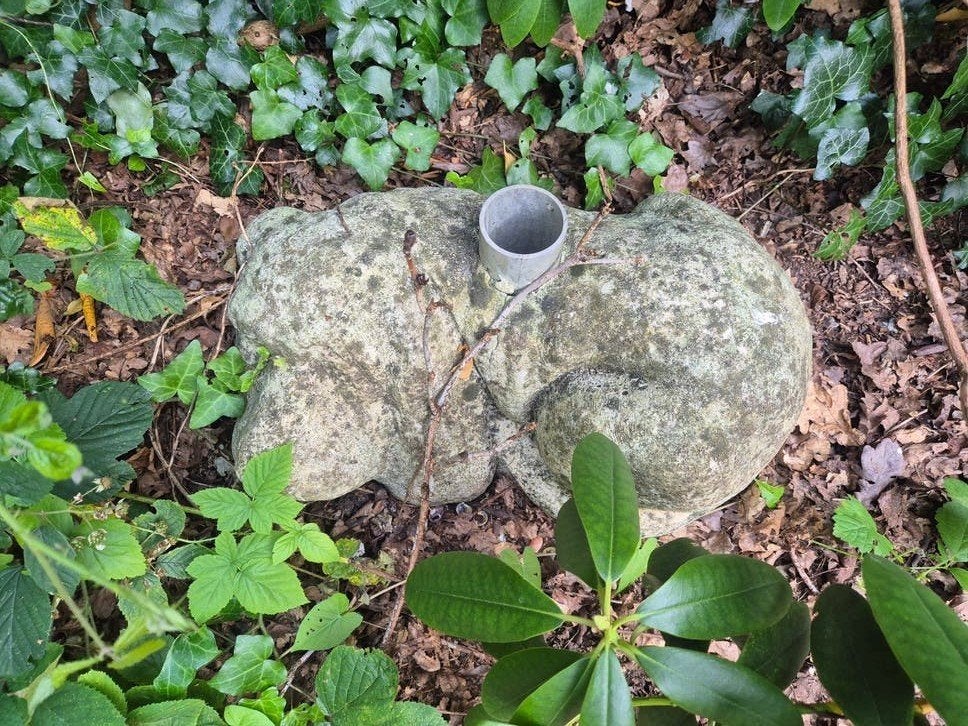 betonnen hondenbeeld parasolvoet hond 
beeld tuinbeeld, Tuin en Terras, Tuinbeelden, Ophalen, Zo goed als nieuw, Beton, Dierenbeeld