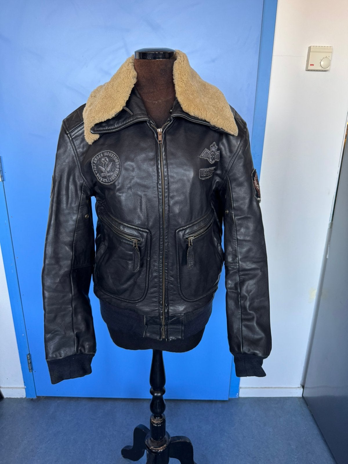 men's leather jacket ; size XS, Verzenden, Zo goed als nieuw, Maat 46 (S) of kleiner, Zwart