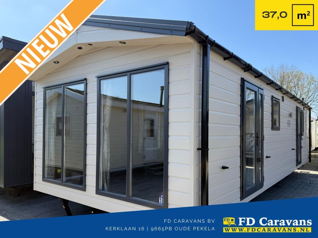 Chalet Nortica 10.00x3.70 2 Slpk DG CV, Caravans en Kamperen, Stacaravans, Tot en met 4