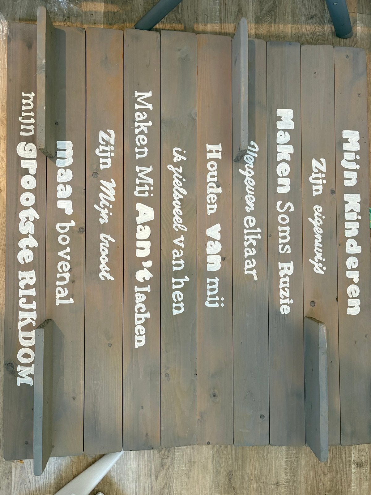 Houten wandbord met tekst over kinderen, Ophalen, Gebruikt, Hout, Wandbord of Wandpaneel