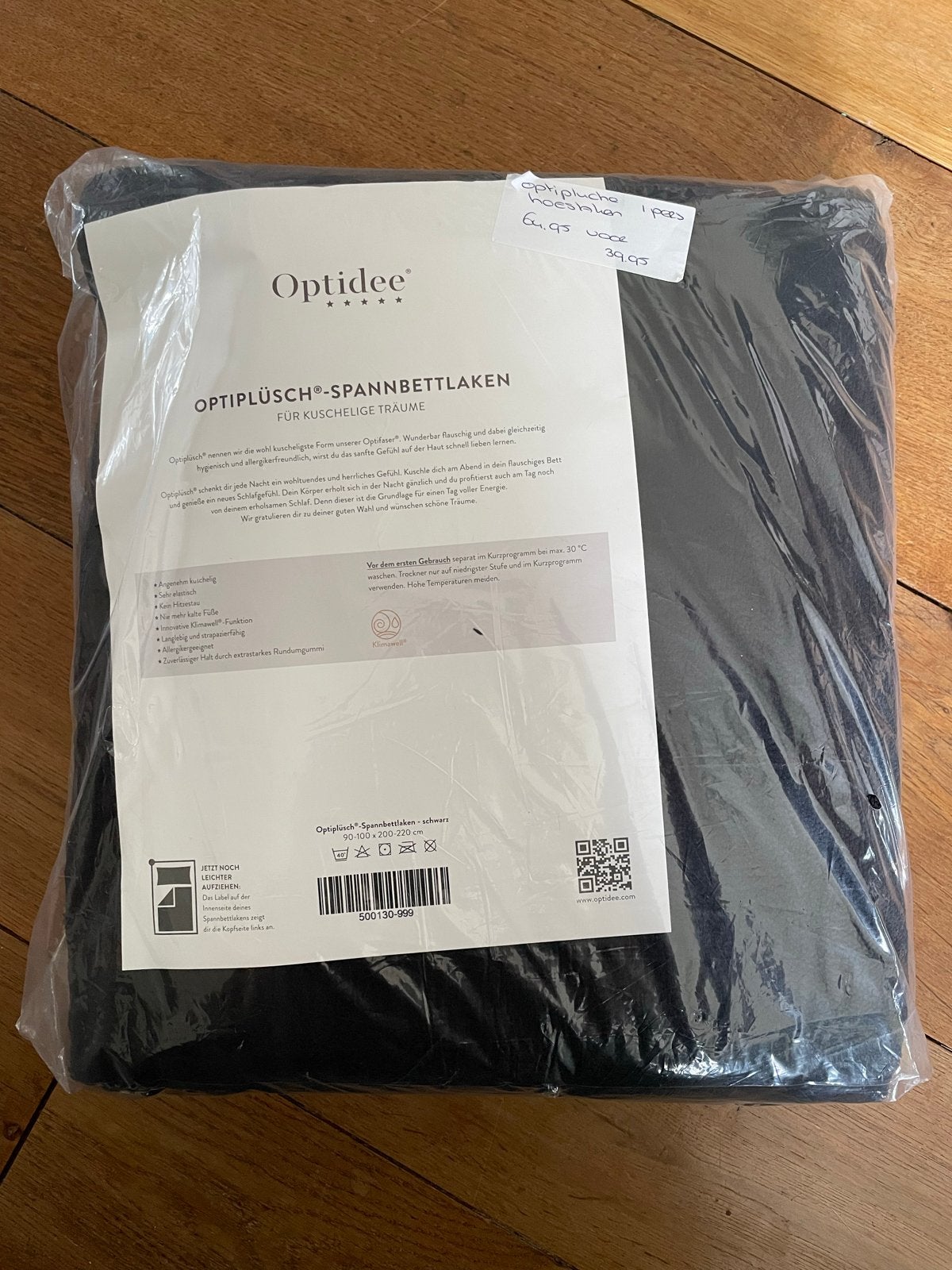 Optidee Optiplüsch Hoeslaken Zwart - 90-100 x 200-220 cm, Anti-allergisch, Eenpersoons, Nieuw, Ophalen of Verzenden