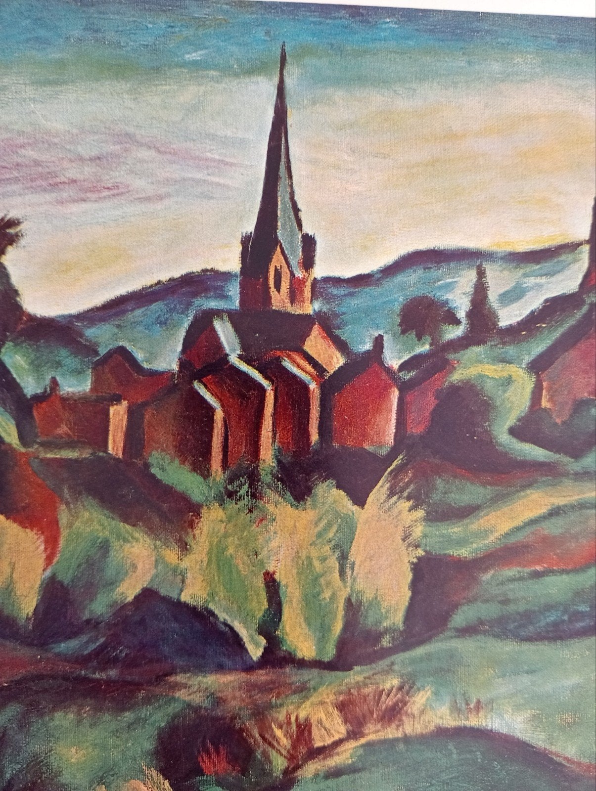 Paul Adolf Seehaus offset prent 1966 stadsgezicht met Kerk, Ophalen of Verzenden