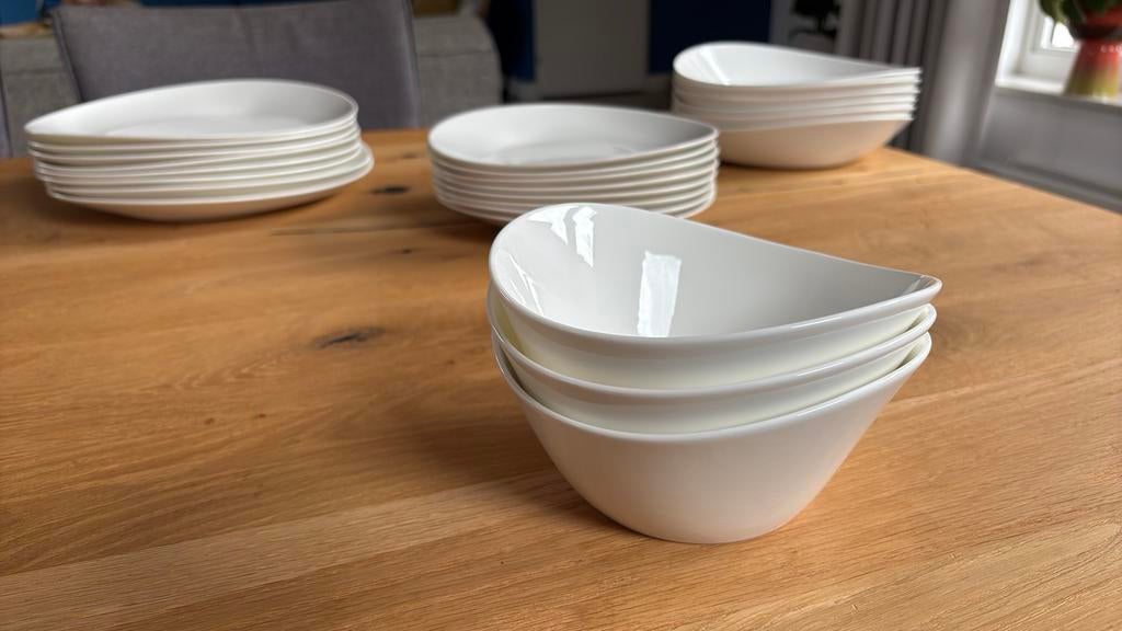 -= SKYN designservies wit desert / dip schaaltjes 21986 =-, Ophalen, Keramiek, Zo goed als nieuw, Bord(en)