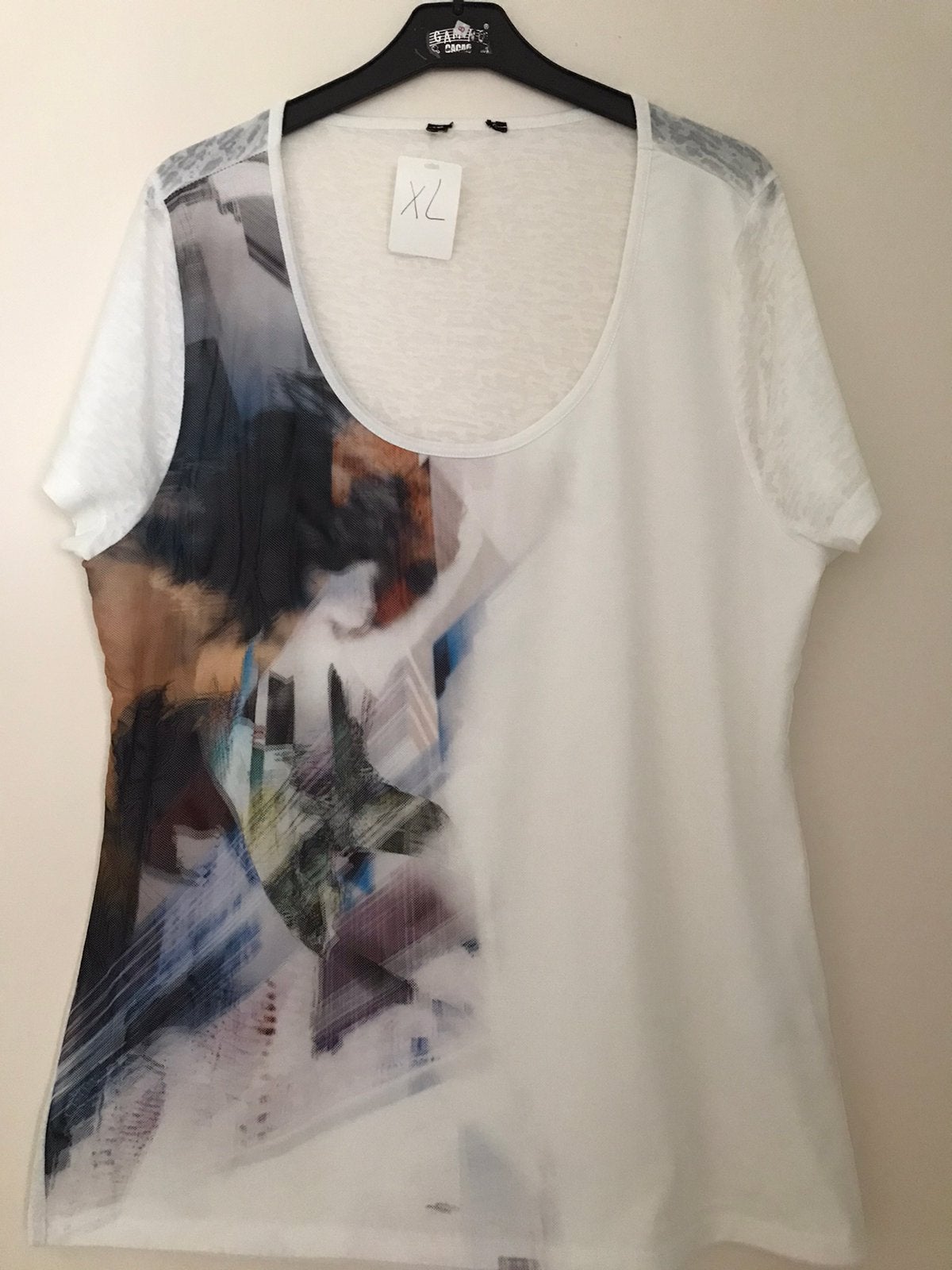 Mooi dames shirt met print maat XL, Wit, Maat 46/48 (XL) of groter, Ophalen of Verzenden, Zo goed als nieuw