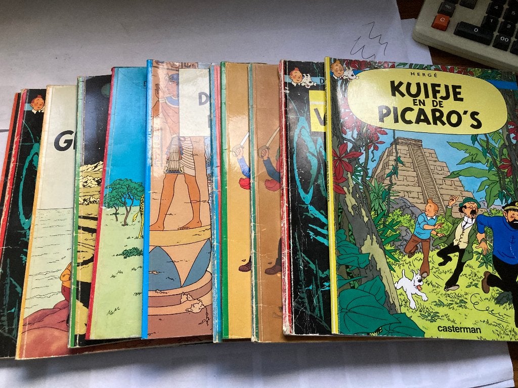 T.K. Nog 6 stripboeken van Kuifje door Hergé zie lijst, Boeken, Stripboeken, Gelezen, Meerdere stripboeken, Ophalen of Verzenden