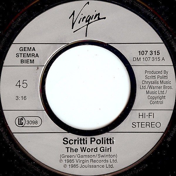 Scritti Politi - The Word Girl (Single), Gebruikt, 7 inch, Pop, Overige typen