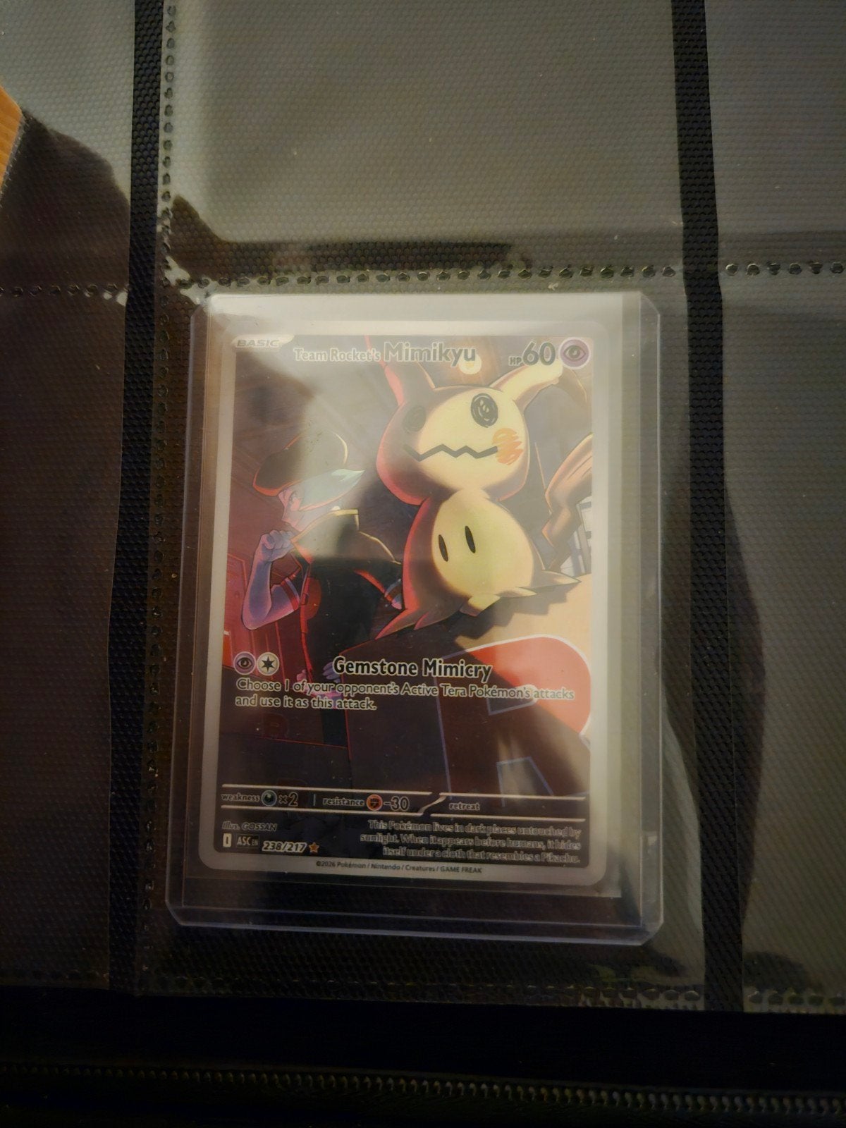 Pokemon Team Rocket's Mimikyu 238/217 Ascended Heroes, Ophalen of Verzenden, Zo goed als nieuw, Losse kaart, Foil