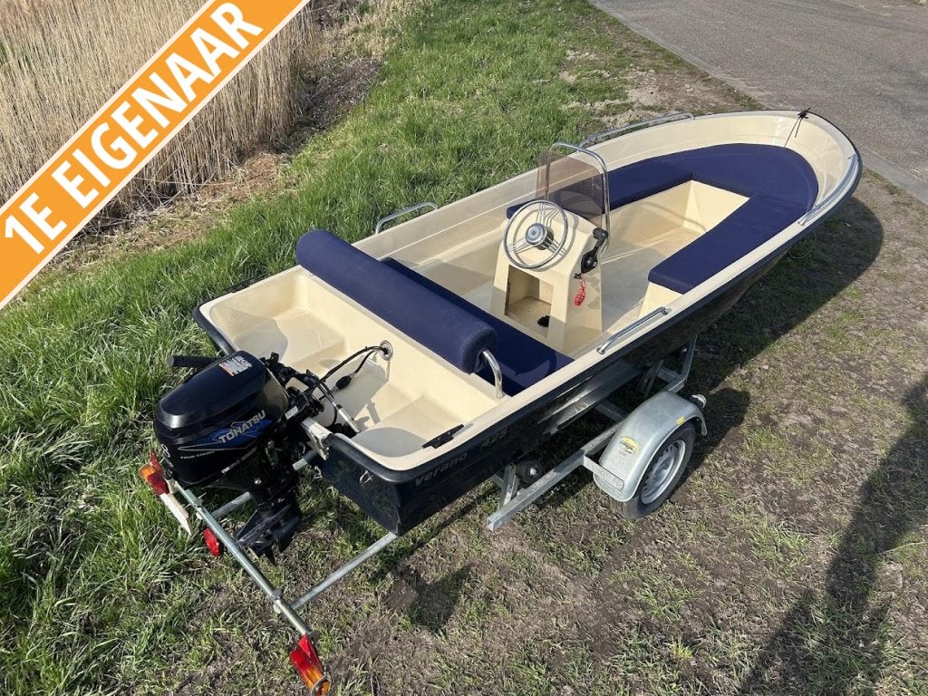 Verano 425| 9.8 pk Tohatsu| Trailer| Nieuw afdekzeil 2025, Watersport en Boten, Vis- en Consoleboten, Overige merken, Gebruikt