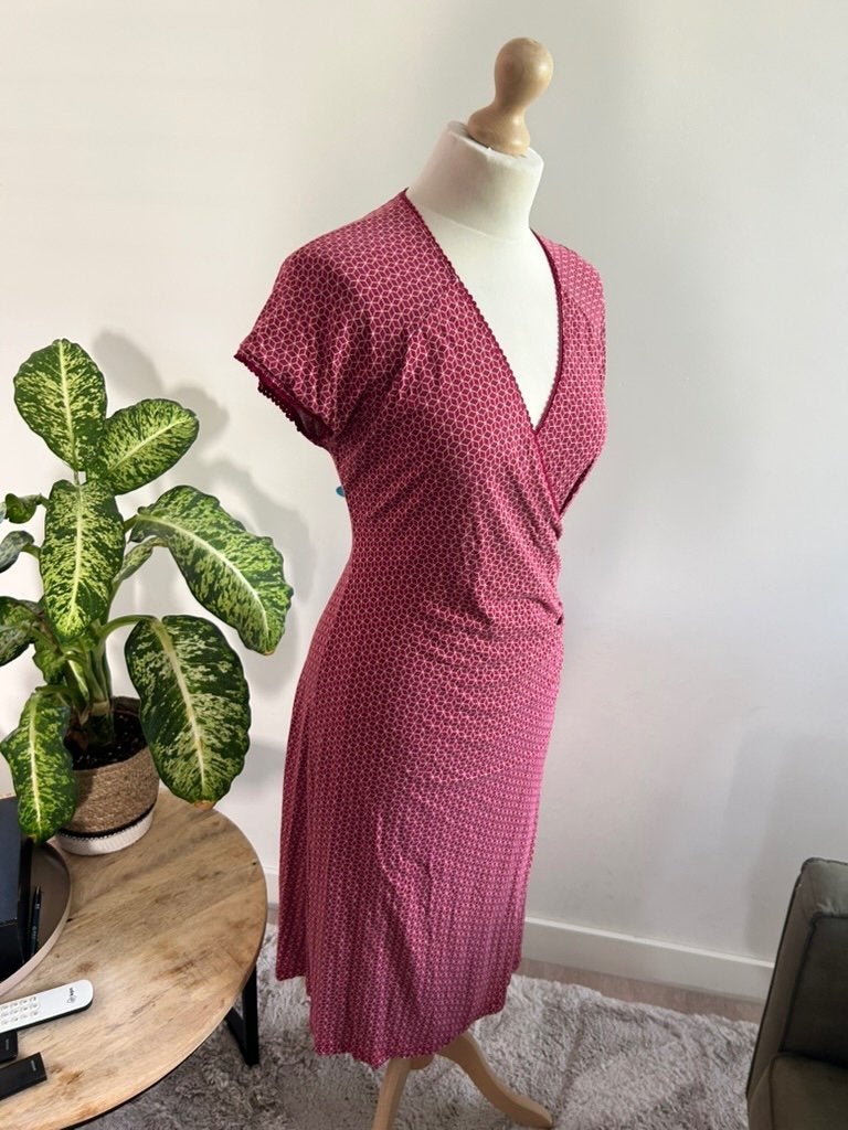 King Louie maat XL roze rode retro crossdress 3493, Maat 46/48 (XL) of groter, Ophalen of Verzenden, Zo goed als nieuw, Knielengte