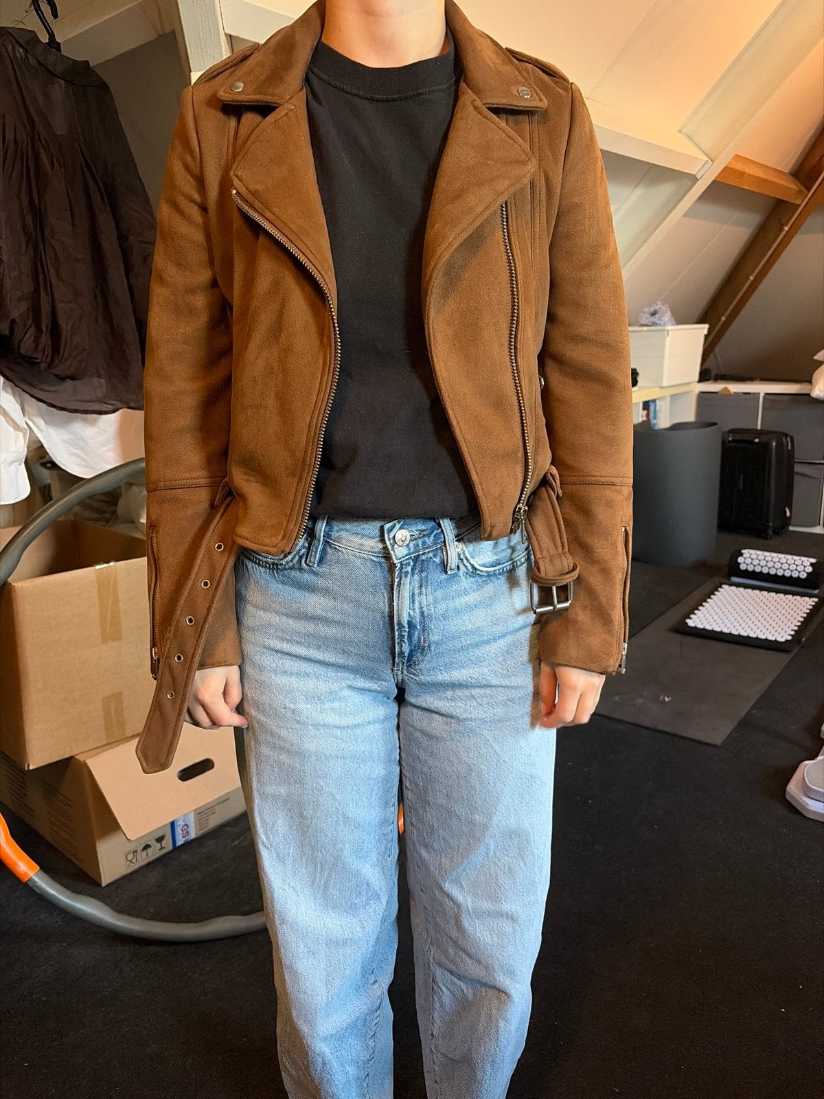 Zara TRF suède-look bikerjack - Zo goed als nieuw, Kleding | Dames, Ophalen of Verzenden, Zo goed als nieuw, Maat 34 (XS) of kleiner