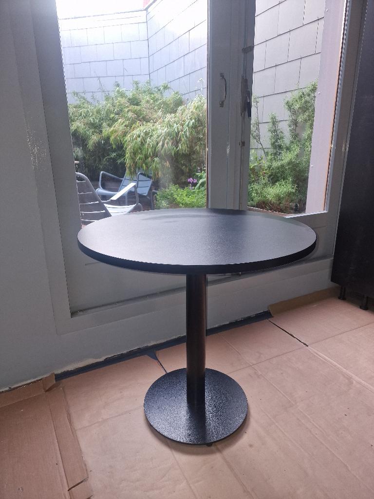 Bistro / ontbijt / tuintafel zwart gietijzer- mdf rond ø80cm, Ophalen, Gebruikt, 50 tot 100 cm, Rond