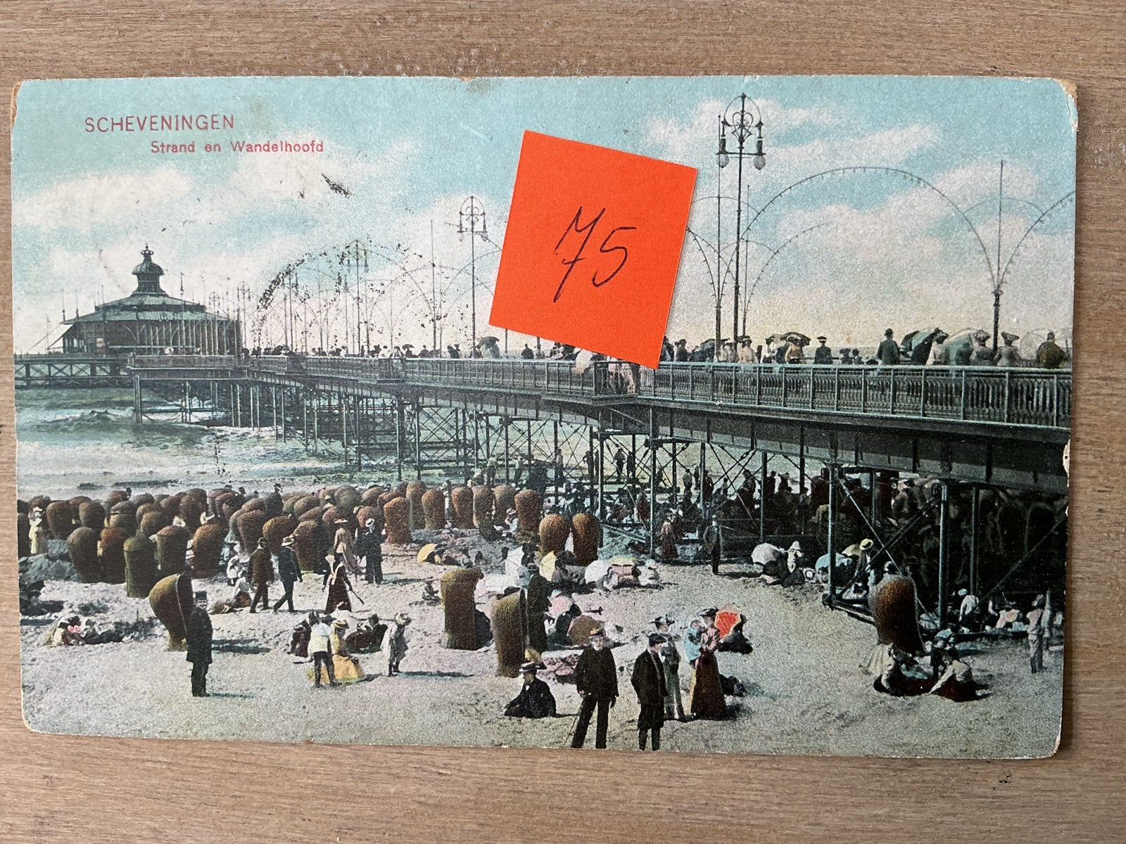 Oude Ansichtkaart Scheveningen Strand en Wandelhoofd, Ophalen of Verzenden, Voor 1920, Gelopen, Zuid-Holland