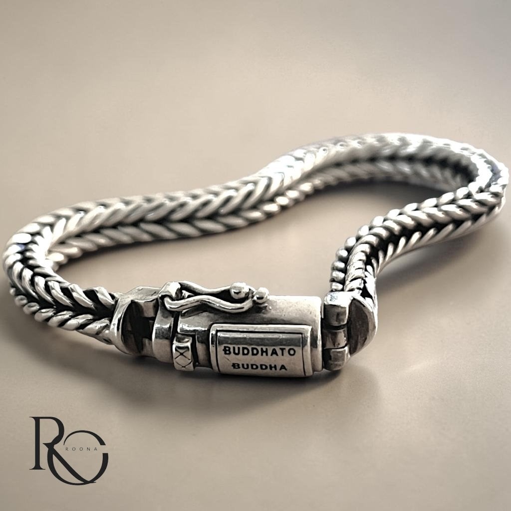 Buddha to Buddha zilveren armband 925 zilver 19 cm, Ophalen of Verzenden, Zo goed als nieuw, Zilver, Zilver