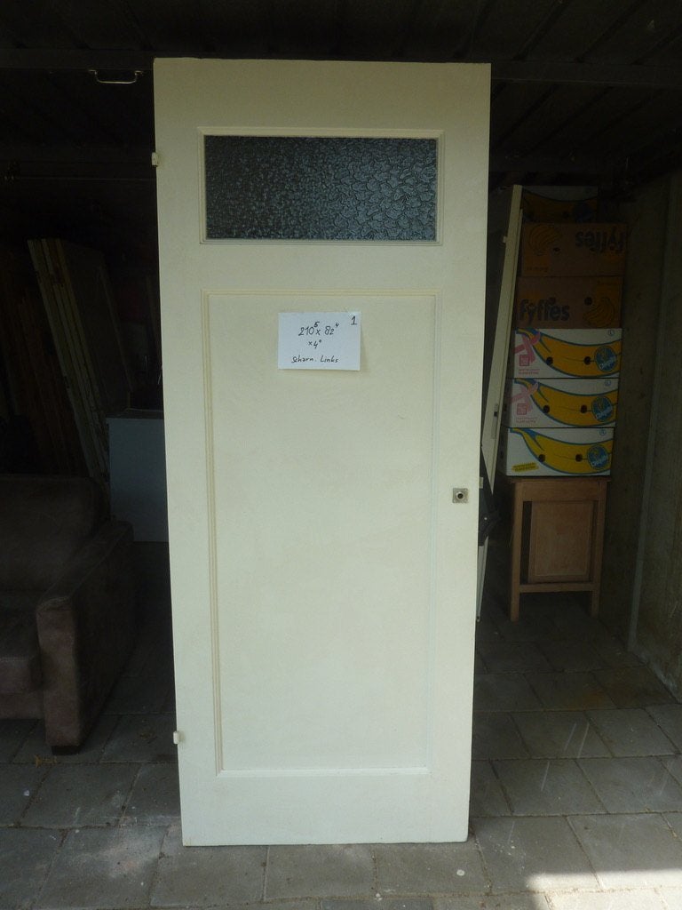 Paneeldeuren jaren dertig met bovenruit 2 stuks, Ophalen, Gebruikt, 80 tot 100 cm, Binnendeur