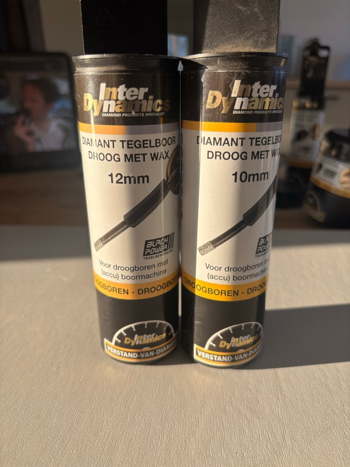 Inter Dynamics Diamant Tegelboor Droog met Wax 10mm en 12mm, Ophalen of Verzenden, Zo goed als nieuw, Overige typen