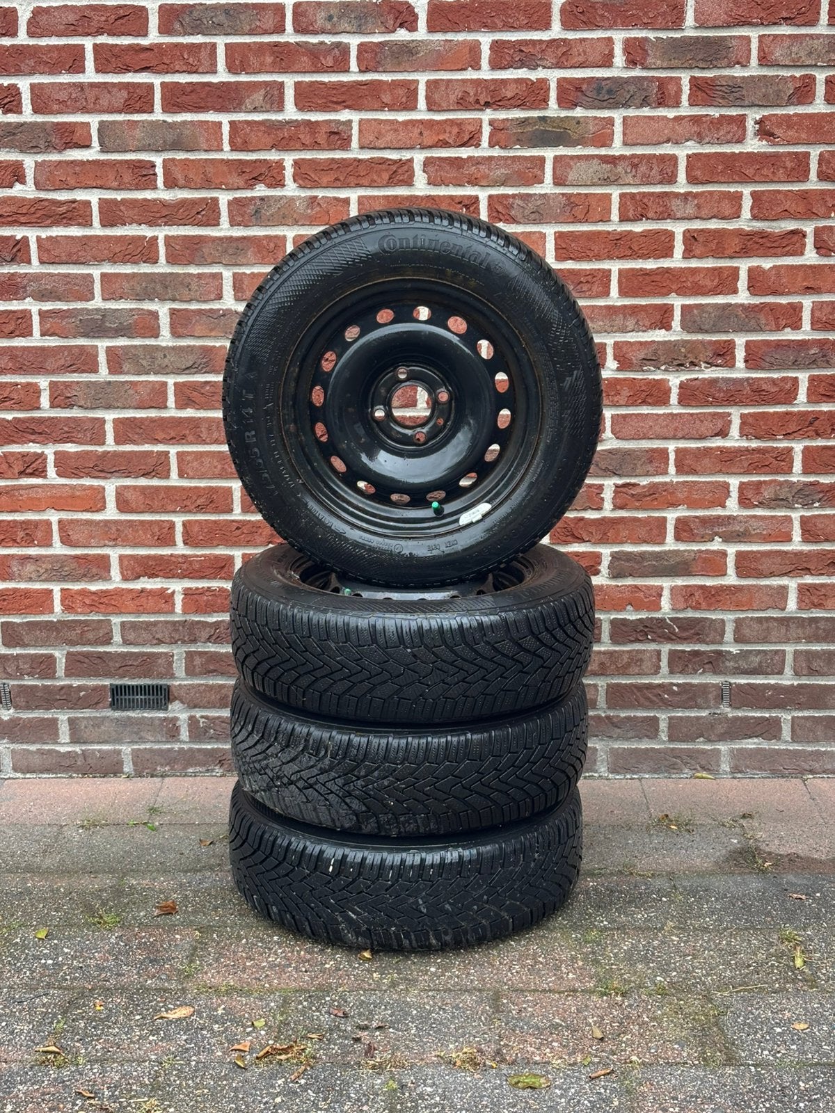 4x stalen velg met winterband | Continental | 175/65 R14, Ophalen, Gebruikt