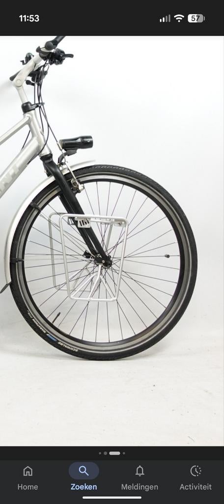 Zilverkleurige Voordrager (vakantie) fiets, Fietsen en Brommers, Fietsaccessoires | Bagagedragers, Ophalen of Verzenden, Gebruikt