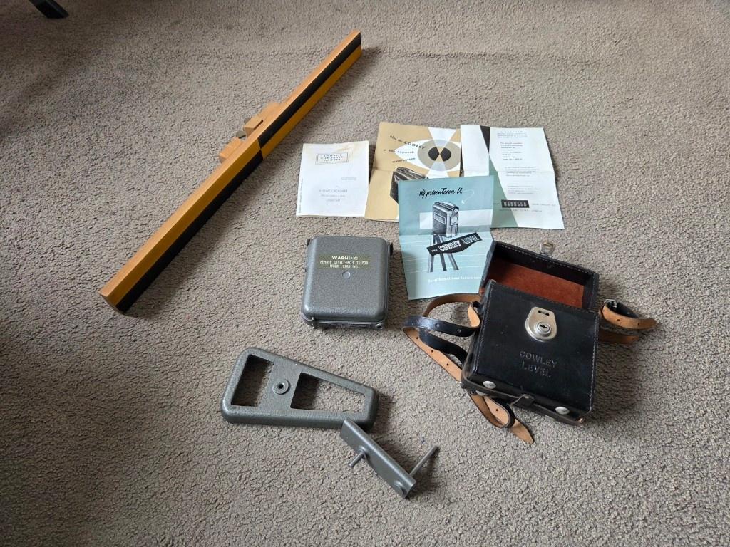 Waterpas Cowley vintage landmeter  oldtimer, Doe-het-zelf en Verbouw, Meetapparatuur, Ophalen, Gebruikt, Overige meters