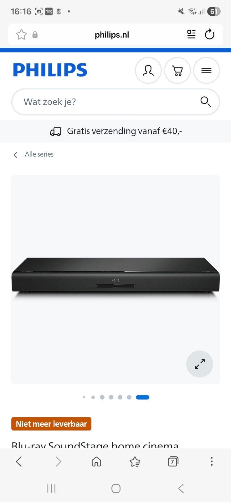 Philips HTB4150B/12 Blu-ray SoundStage Home Cinema, Philips, Blu-ray-speler, 70 watt of meer, Ophalen of Verzenden