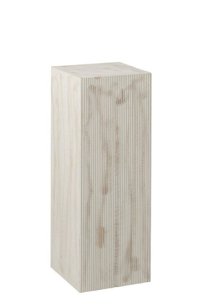 J-Line Sokkel Geribbeld Paulowniahout Wit Large 80 cm, Ophalen of Verzenden, Nieuw