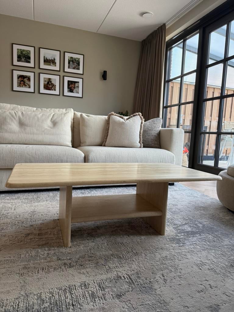 Travertin vintage salontafel, Huis en Inrichting, Tafels | Salontafels, Ophalen, 100 tot 150 cm, 50 tot 100 cm, Zo goed als nieuw