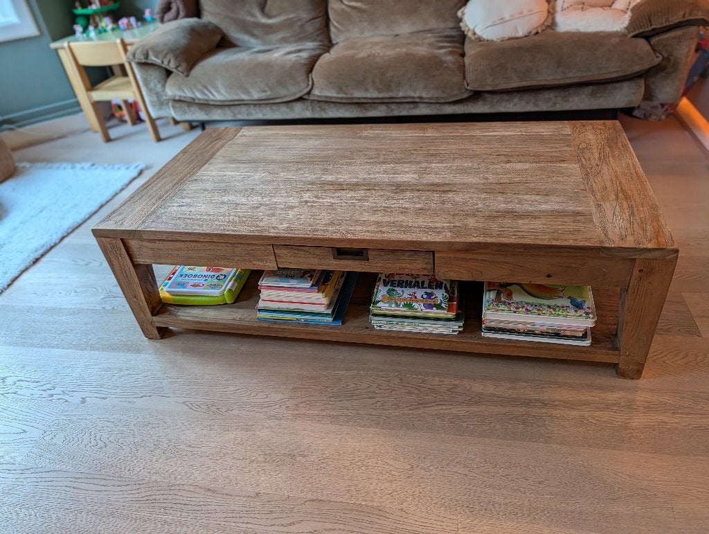 Salontafel teak, Huis en Inrichting, Tafels | Salontafels, Ophalen, Gebruikt, 100 tot 150 cm, Teakhout