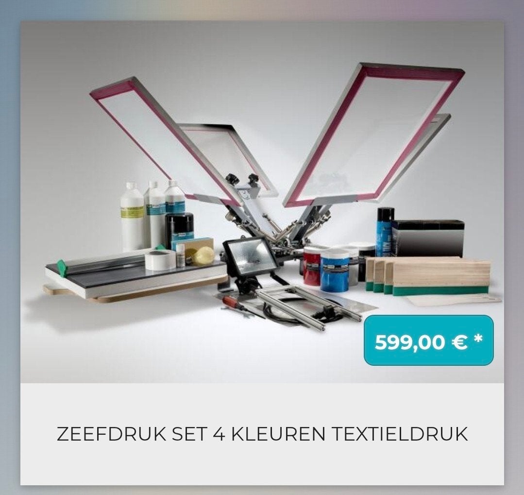 zeefdruk set 4 kleuren. (met eventueel accessoires.), Ophalen