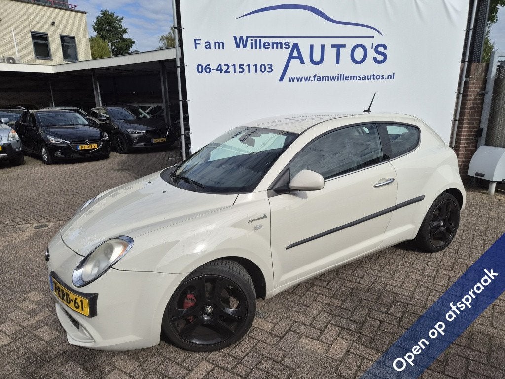 Alfa Romeo MiTo 1.3 JTDm ECO Dist. LEER Navi Clima, Auto's, Euro 5, Zwart, 4 cilinders, Wit