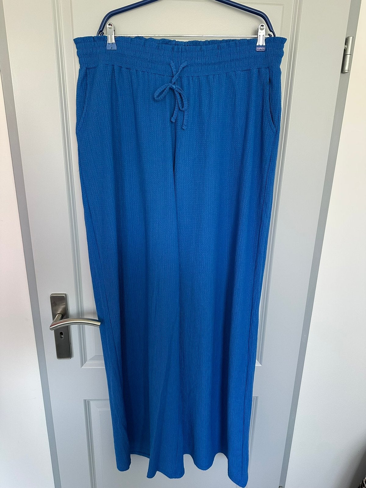 Zgan blauwe wijde broek Miss Etam Lang mt. XXL, Blauw, Maat 46/48 (XL) of groter, Ophalen of Verzenden, Zo goed als nieuw