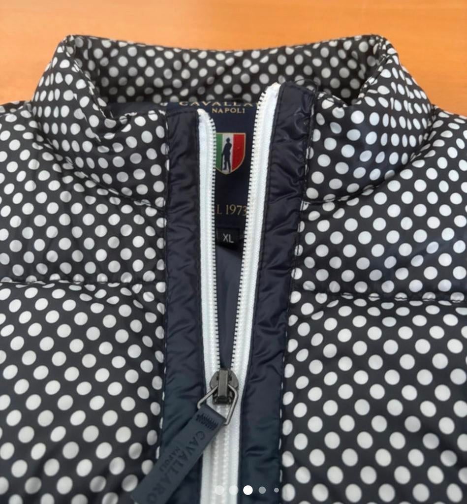 Cavallaro Tussenjas Blauw Wit Polkadot Maat XL Z.G.A.N., Ophalen of Verzenden, Zo goed als nieuw, Maat 46/48 (XL) of groter, Blauw