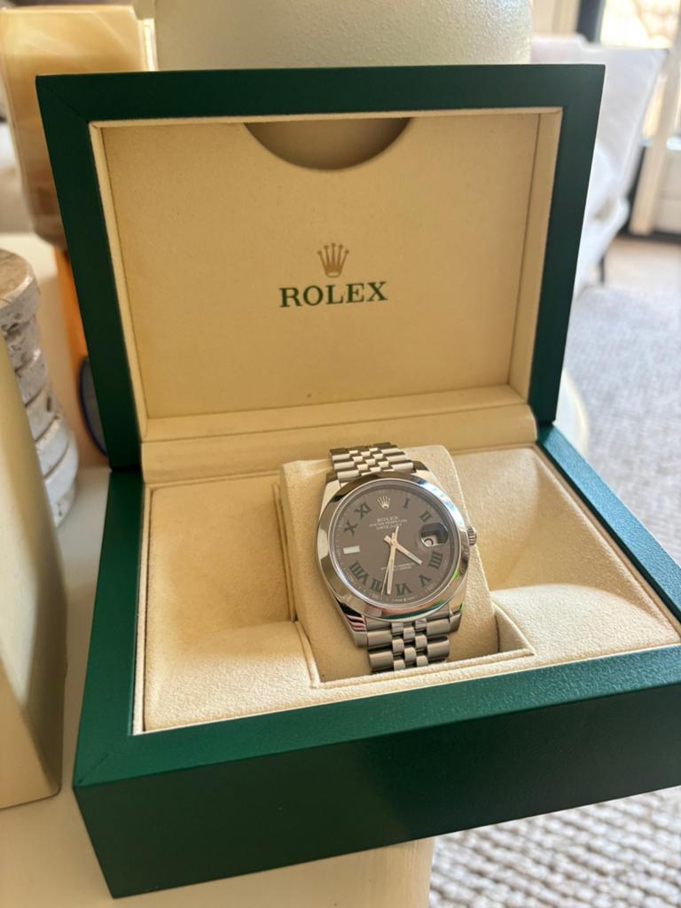 Rolex Datejust 41 | 126300 | wimbledon dial | Full set, Ophalen, Zo goed als nieuw, Staal, Rolex