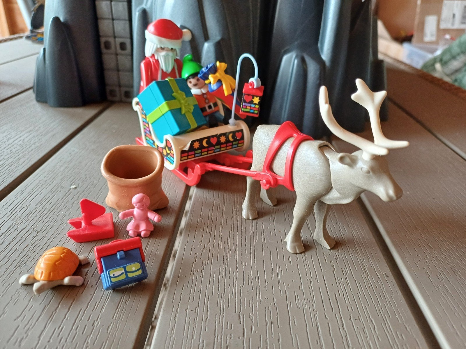 Playmobil Kerstman met arreslee en Elfje, Ophalen of Verzenden, Losse onderdelen
