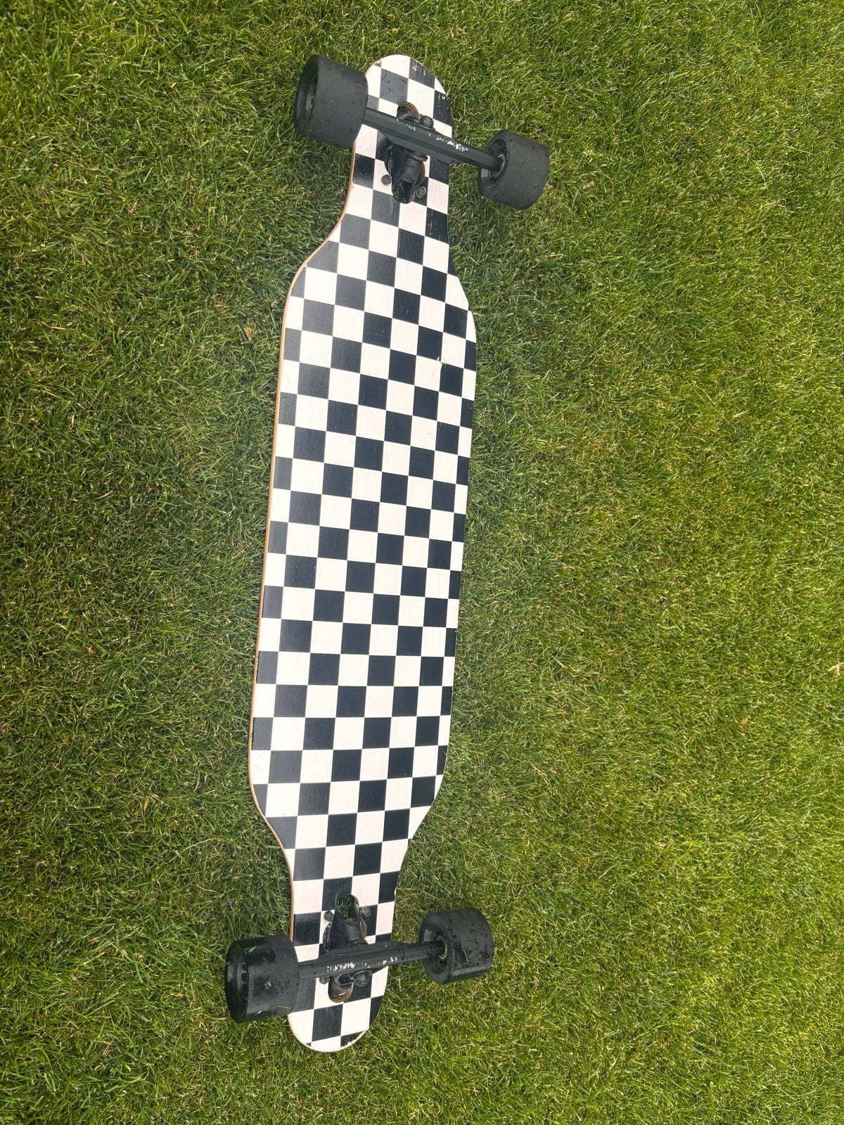 Longboard - Zwart/Wit geblokt - 1.05m, Ophalen of Verzenden, Gebruikt, Skateboard, Longboard