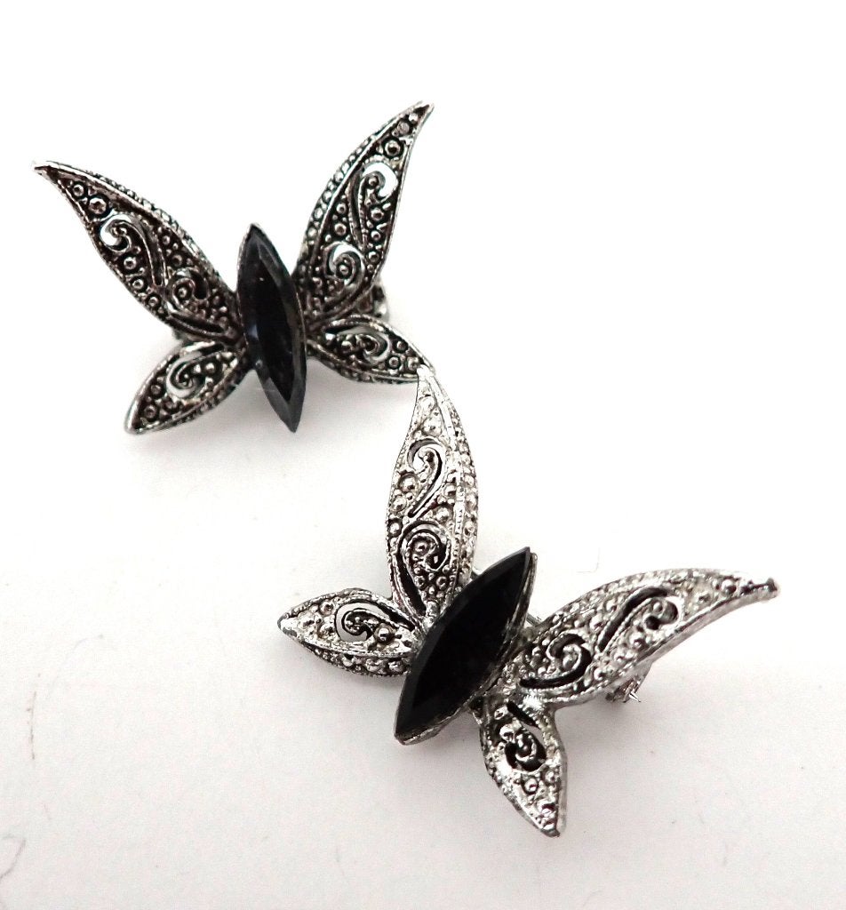 Twee vintage vlinderbroches, Verzenden, Zo goed als nieuw, Zilver, Overige materialen