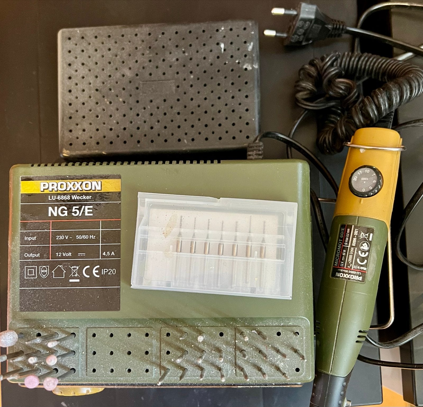 Proxxon Micromot NG 5/E met boormachine en accessoires, Verzenden, Gebruikt