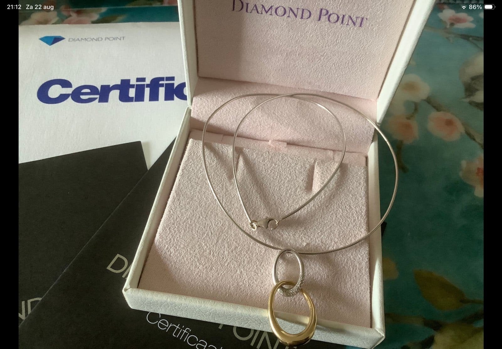 Goudenset Diamond Point ketting en hanger Diamanten 14 k 585, Sieraden, Tassen en Uiterlijk, Kettingen, Verzenden, Zo goed als nieuw