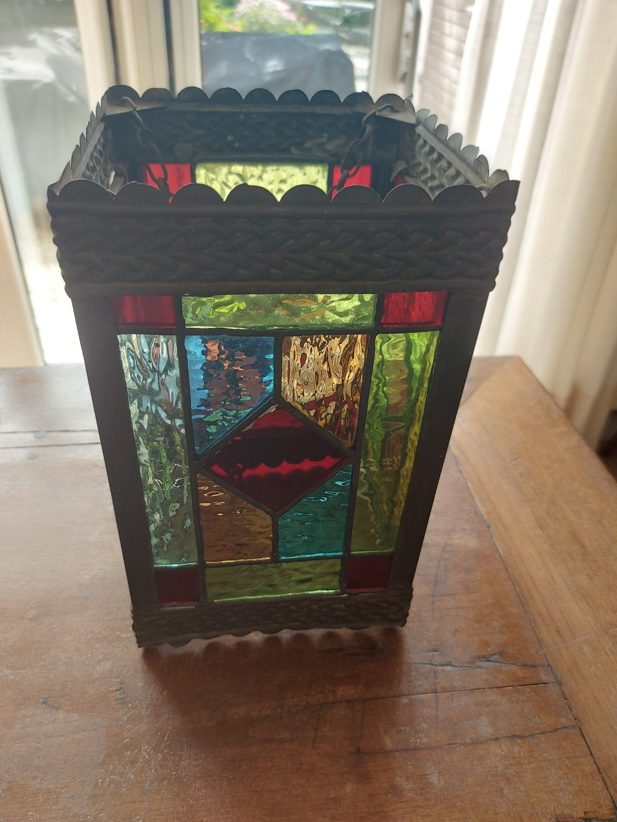 Antieke Glas-in-lood Lantaren kap, Antiek en Kunst, Antiek | Lampen, Ophalen of Verzenden