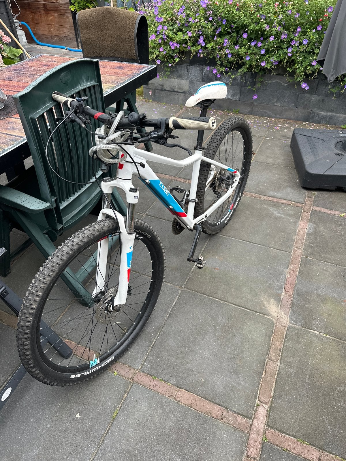 Cube mountainbike, wit met blauwe accenten, Ophalen, Gebruikt, Hardtail, 49 tot 53 cm