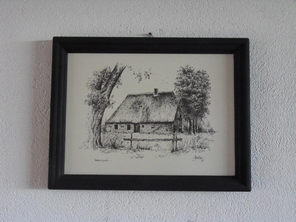 Pentekening van koster uit 1979, een oud huisje in Udenhout., Minder dan 50 cm, Nieuw, Ophalen of Verzenden, Schilderij